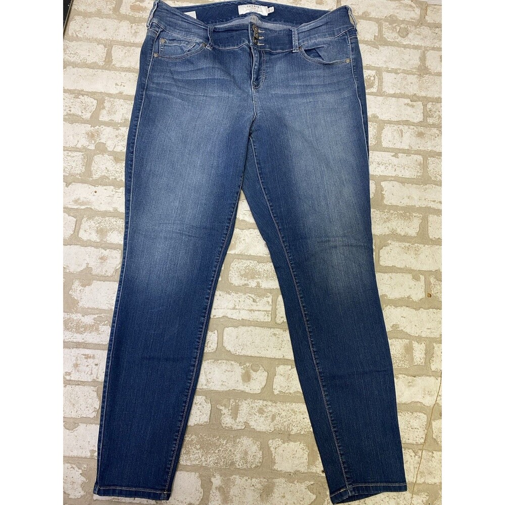 Torrid Women's Blue Solid Denim Jegging Jeans Button Closure Size 18T Tall